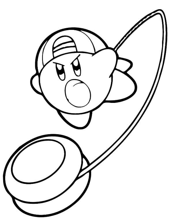 Dibujo de Kirby con Arma Yo Yo para Colorear