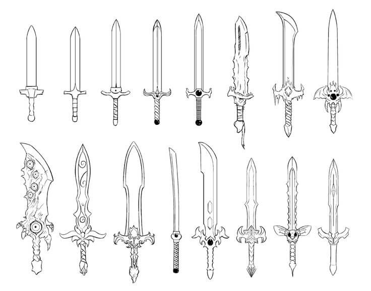 Dibujo de Las Bellas Espadas del Juego para Colorear
