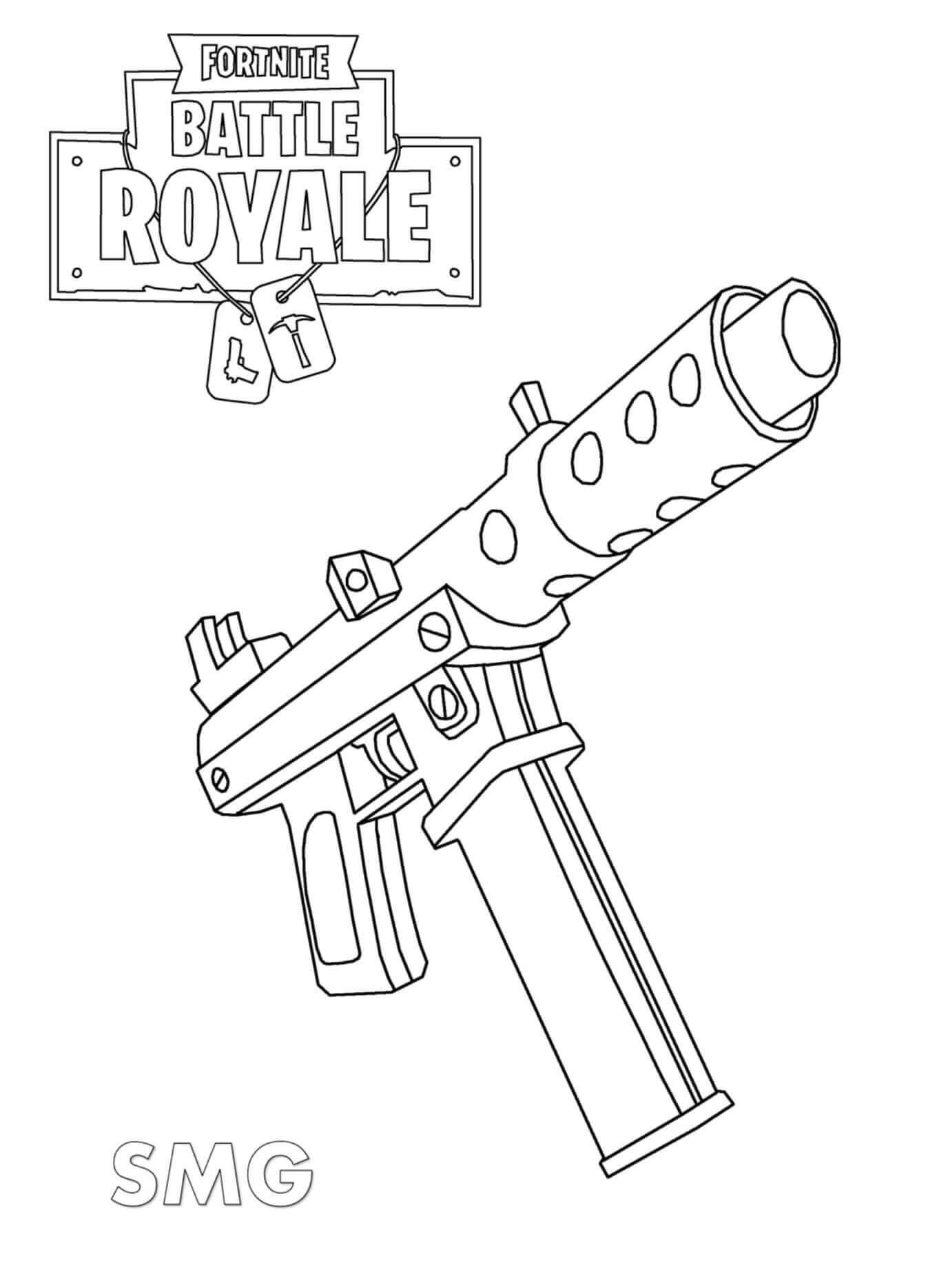 Dibujo de Pistola Ametralladora Fortnite para Colorear