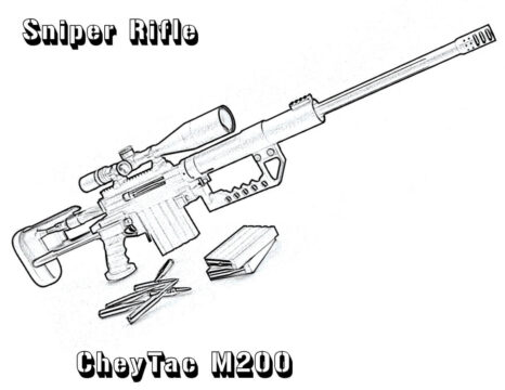 Dibujo de Rifle de Francotirador Cheytac M200 para Colorear