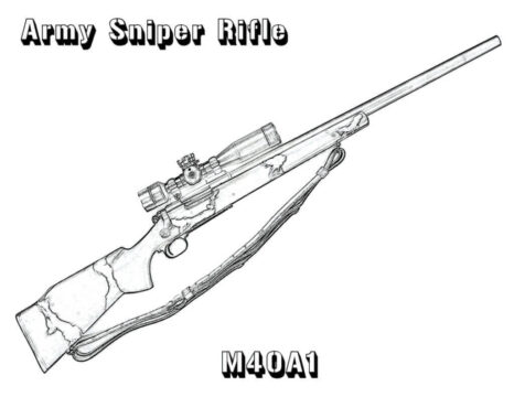 Dibujo de Rifle de Francotirador del Ejrcito M40a1 para Colorear