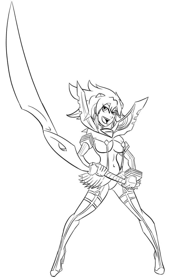 Dibujo de Ryuko Matoi con Arma para Colorear