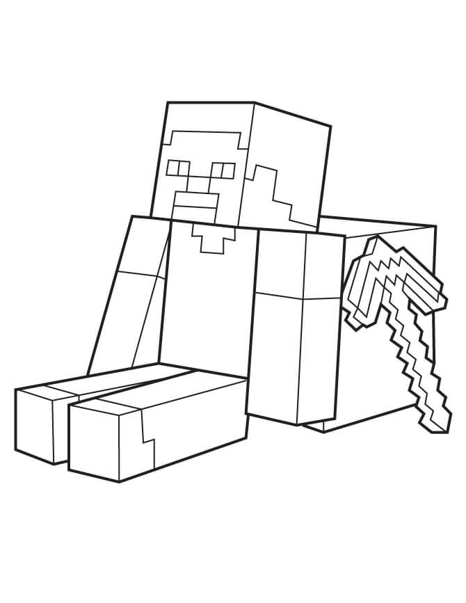 Dibujo de Steve con Pico para Colorear