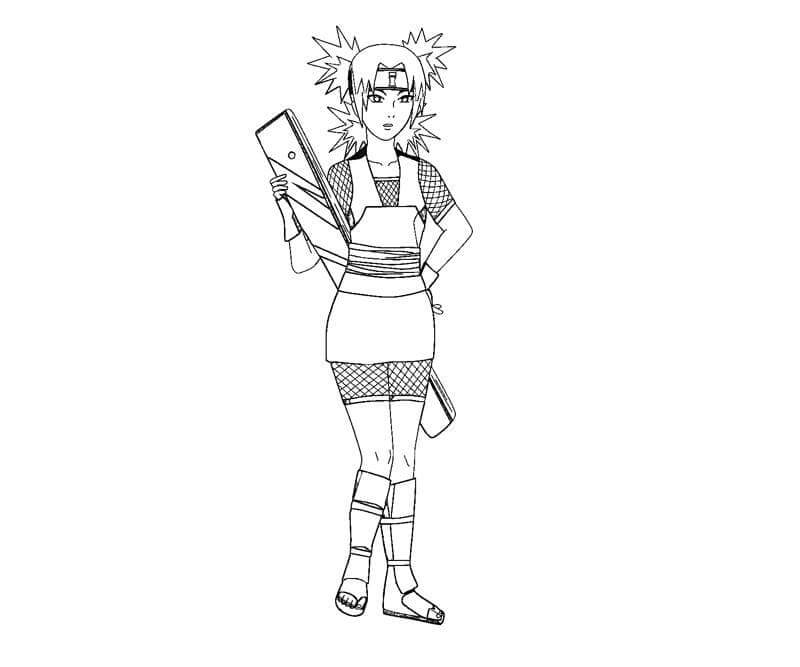 Dibujo de Temari y Su Arma para Colorear