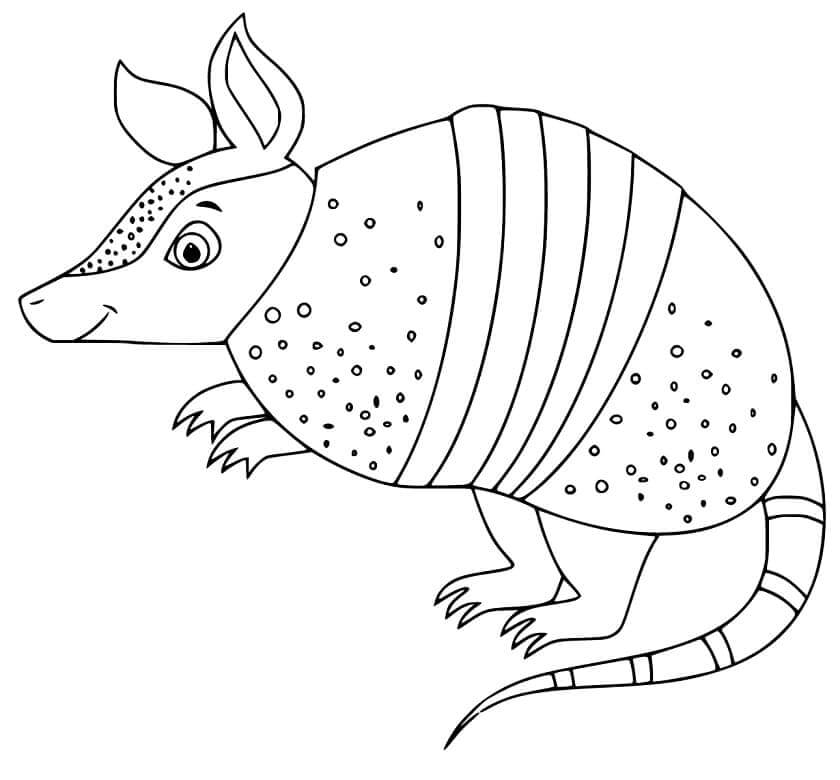 Dibujo de Adorable Armadilo Sonriendo para Colorear