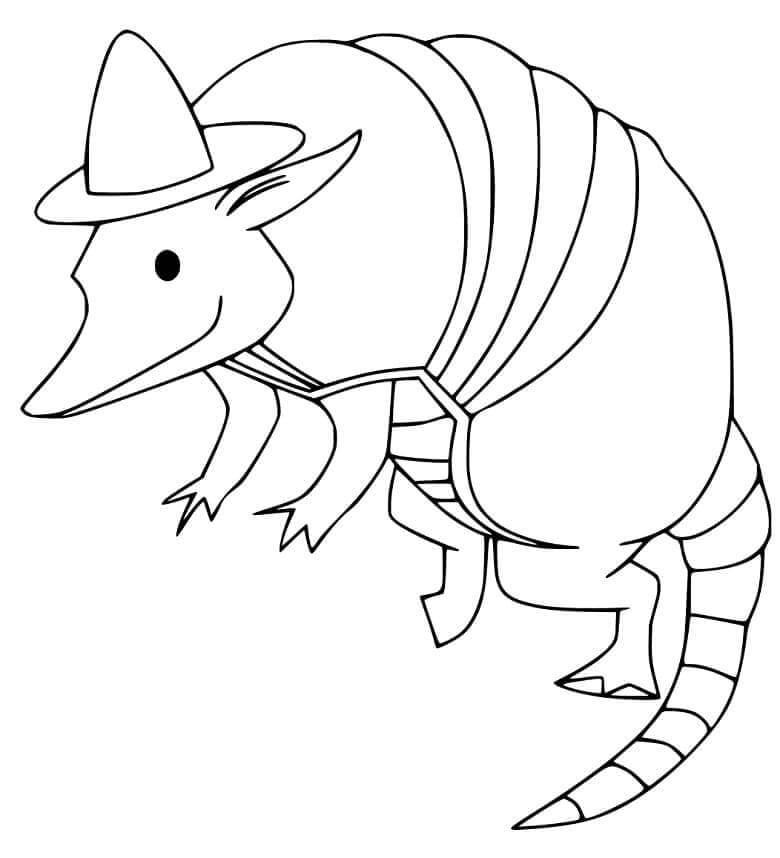 Dibujo de Armadillo con Sombrero para Colorear
