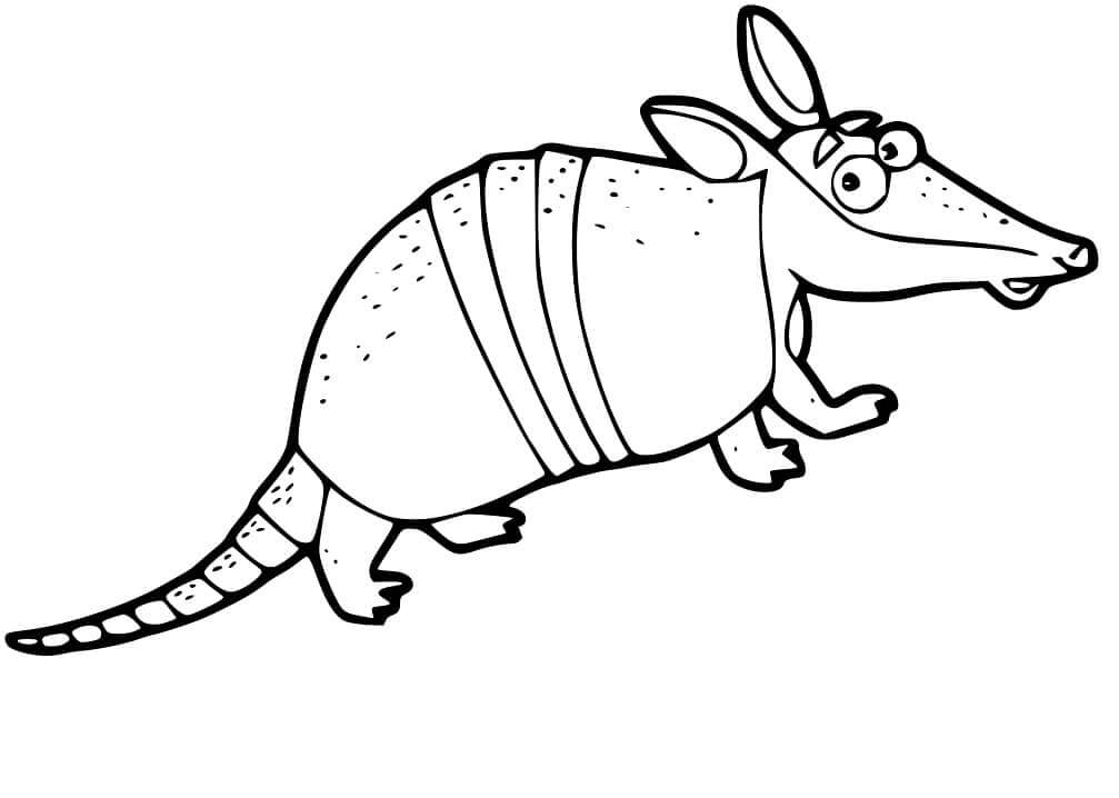 Dibujo de Armadillo de Divertidos Dibujos Animados para Colorear