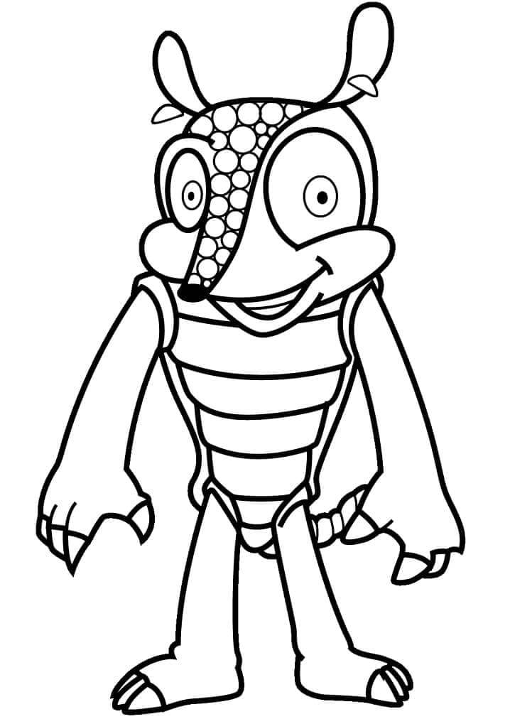 Dibujo de Armadillo de Pie Sonriendo para Colorear