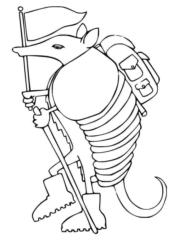 Dibujo de Senderismo en Armadillo para Colorear