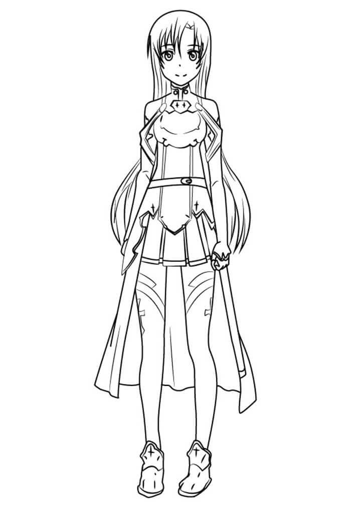 Dibujo de Asuna Yuuki para Colorear