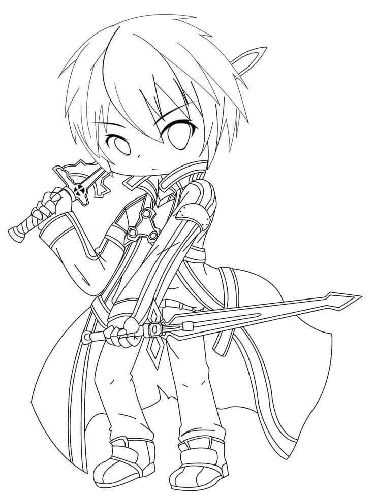 Dibujo de Chibi Kirito para Colorear