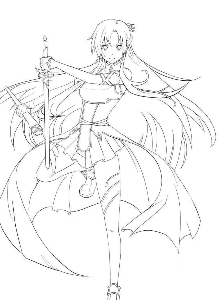 Dibujo de Hermosa Asuna para Colorear