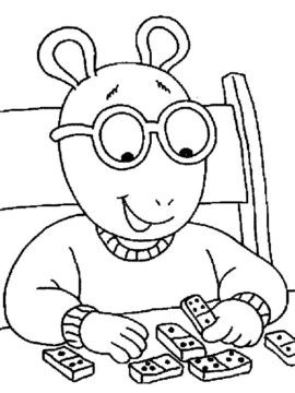 Dibujo de Arthur Read Juega Mahjong para Colorear