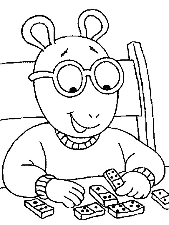 Dibujo de Arthur Read Juega Mahjong para Colorear