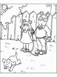 Dibujo de Arthur Read Lleva al Perro a Pasear para Colorear