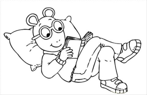 Dibujo de Arthur Read Mentir y Leer para Colorear