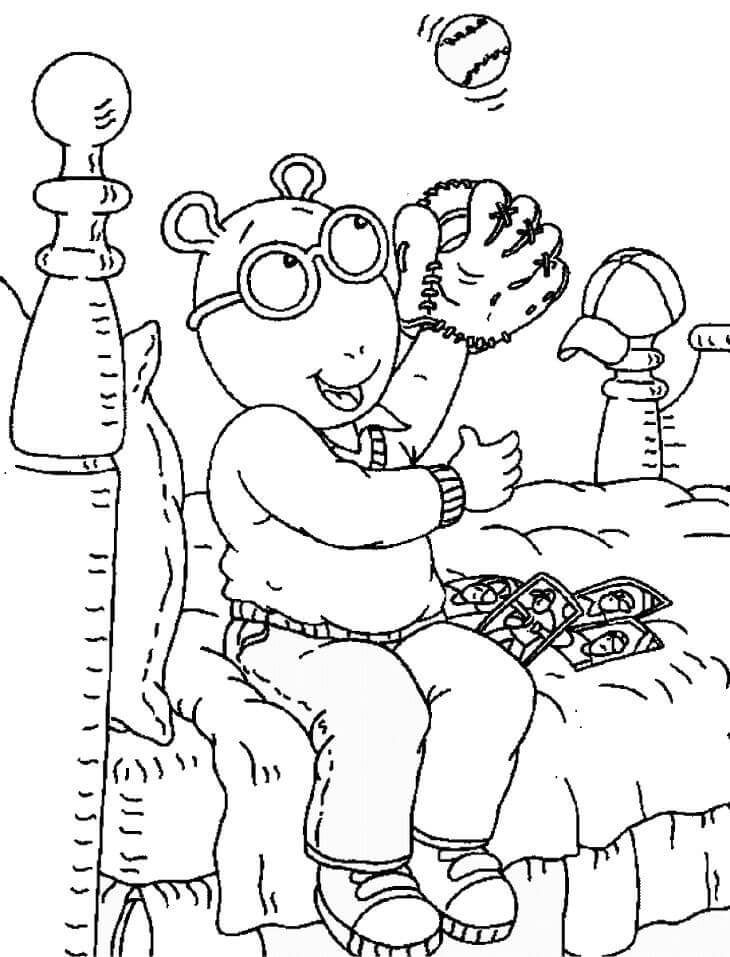 Dibujo de Arthur Read con Pelota de Bisbol para Colorear