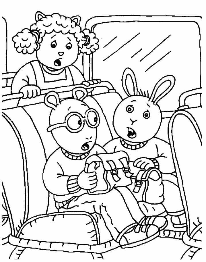 Dibujo de Arthur Read en el Autobs para Colorear