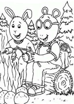 Dibujo de Arthur Read Ir de Camping para Colorear