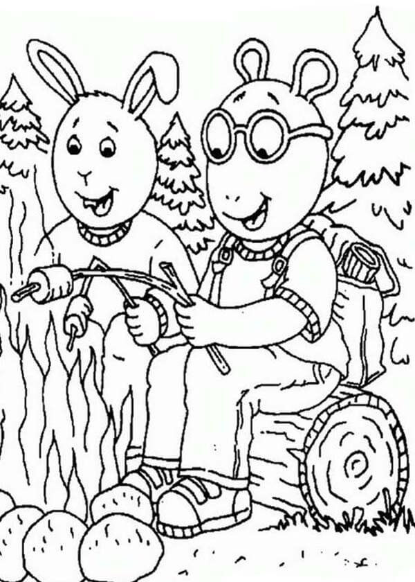 Dibujo de Arthur Read Ir de Camping para Colorear