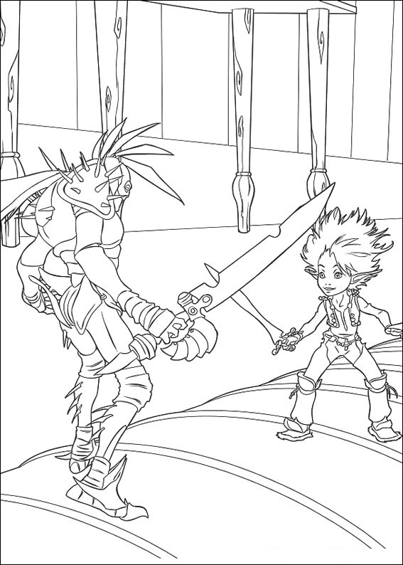 Dibujo de Arthur Luchando con Darkos para Colorear