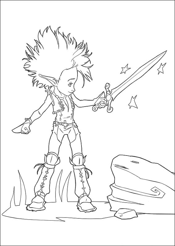 Dibujo de Arthur Sosteniendo la Espada para Colorear