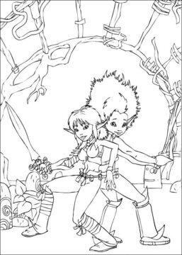 Dibujo de Arthur y Selenia Peleando para Colorear
