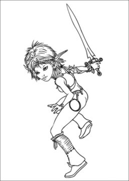 Dibujo de Selenia Luchando para Colorear