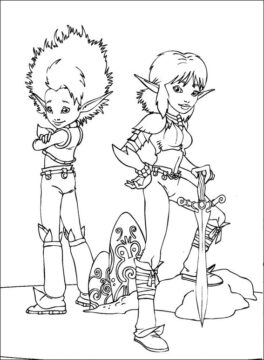 Dibujo de Selenia y Arthur para Colorear