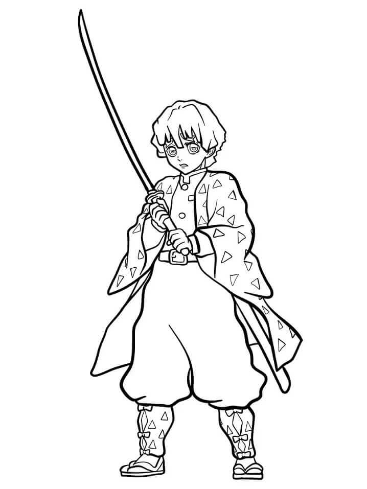 Dibujo de Asesino de Demonios Zenitsu Agatsuma para Colorear