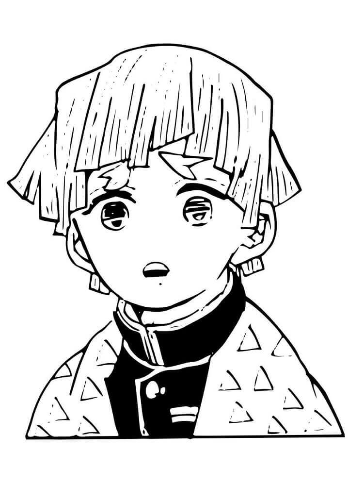 Dibujo de Asesino de Demonios Zenitsu para Colorear