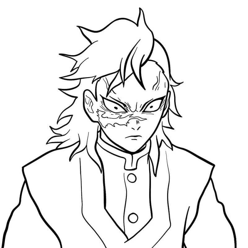 Dibujo de Genya Shinazugawa Demon Slayer para Colorear