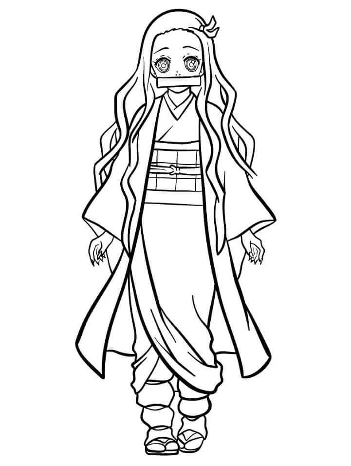 Dibujo de Nezuko Kamado Demon Slayer para Colorear