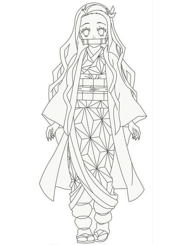 Dibujo de Precioso Asesino de Demonios Nezuko para Colorear