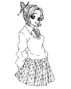 Dibujo de Shinobu Kocho Demon Slayer para Colorear