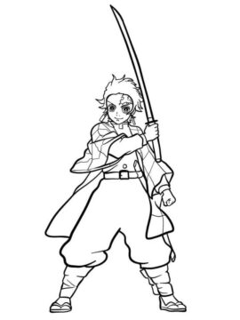 Dibujo de Tanjiro Kamado Demon Slayer para Colorear