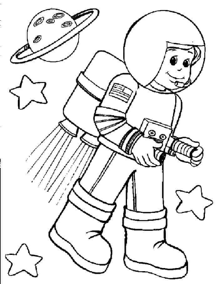 Dibujo de Astronauta Sonriente para Colorear