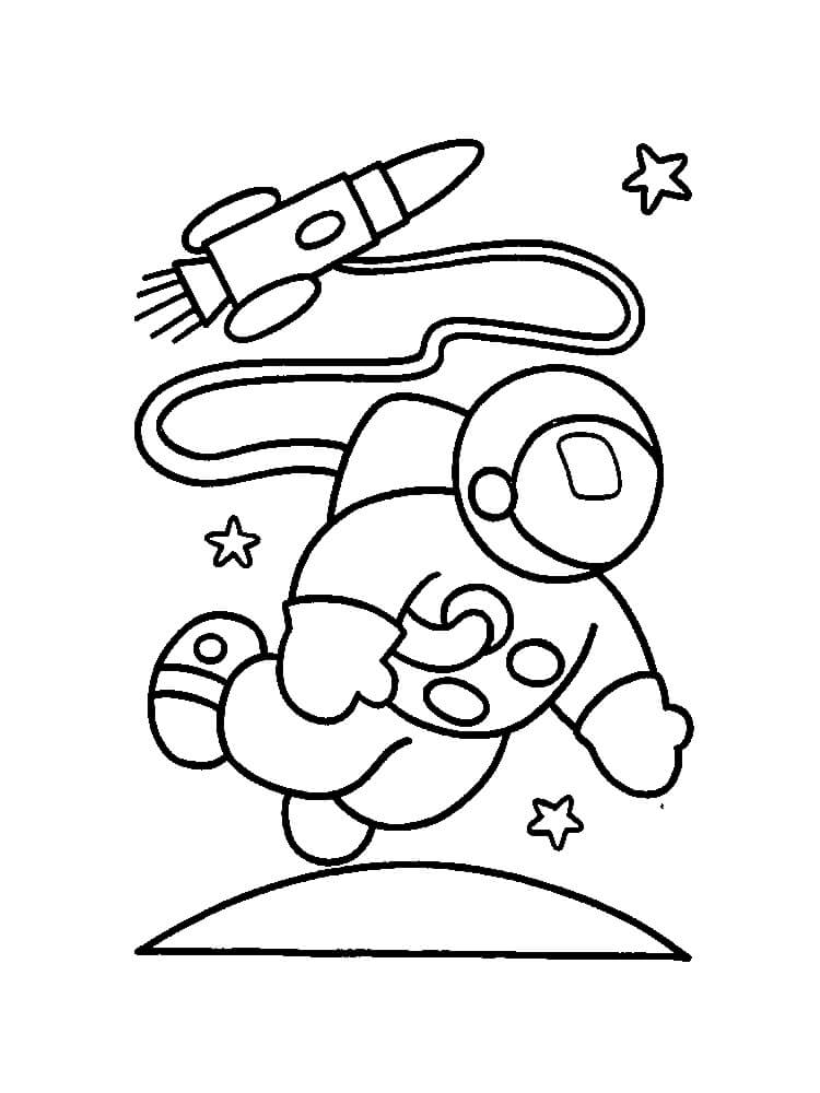 Dibujo de Astronauta Volando para Colorear