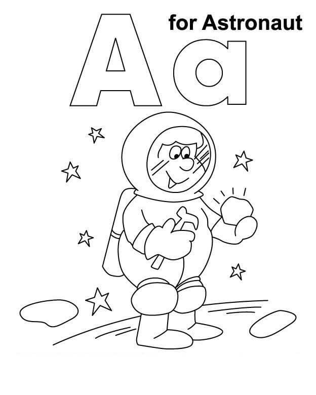 Dibujo de Letra a para Astronauta para Colorear