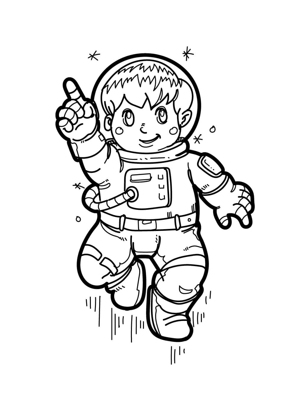 Dibujo de Lindo Chico Astronauta para Colorear