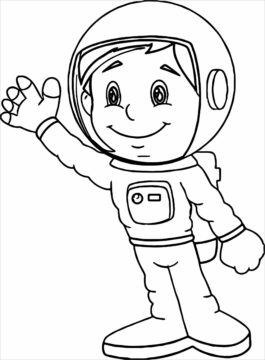 Dibujo de Niño Astronauta Sonriente para Colorear