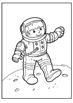 Dibujo de Niño Astronauta Sonriente Planeta Exterior para Colorear