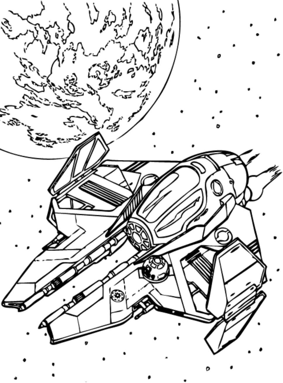 Dibujo de Jedi Starfighter de Obi Wan Kenobi para Colorear