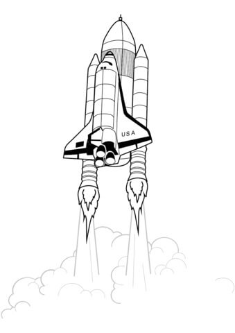 Dibujo de Lanzamiento del Transbordador Espacial para Colorear