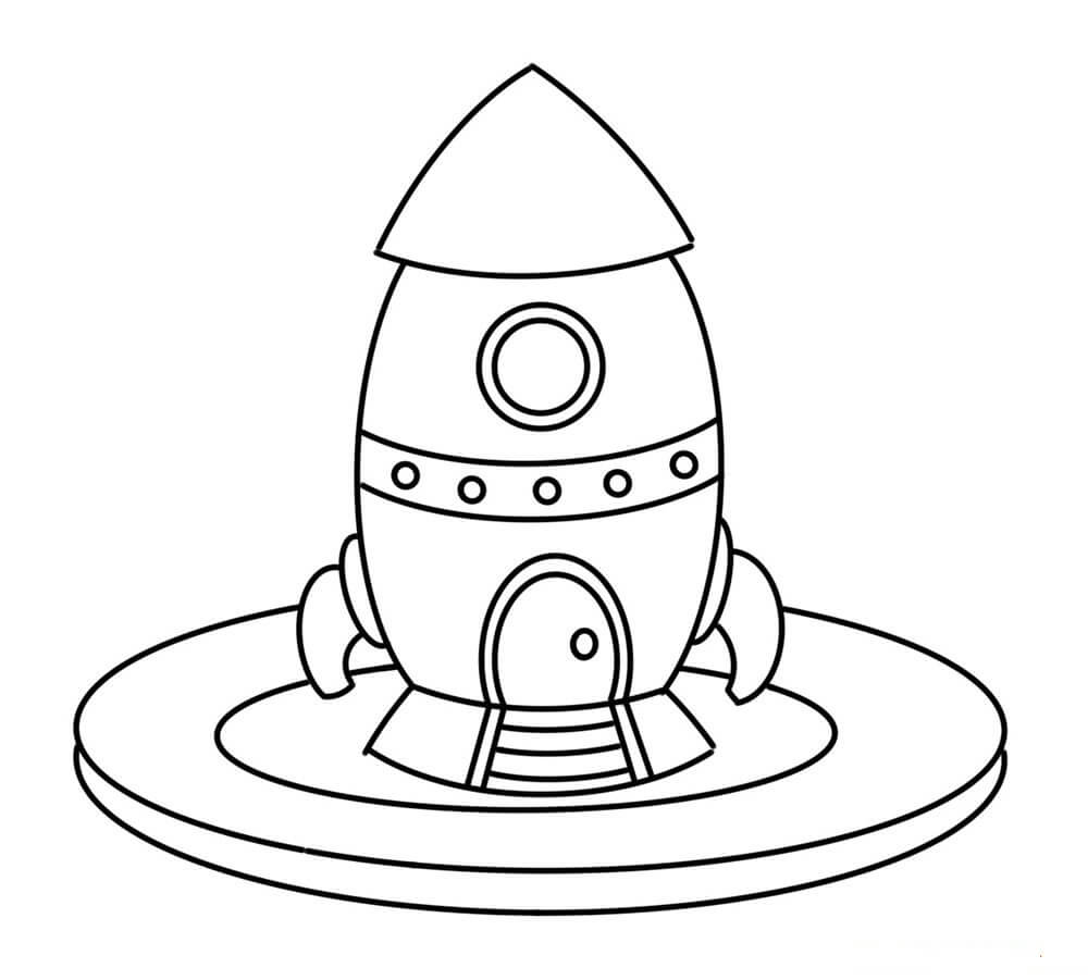 Dibujo de Nave Espacial de Dibujos Animados para Colorear
