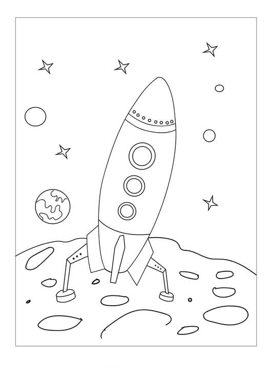 Dibujo de Nave Espacial en la Luna para Colorear