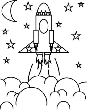 Dibujo de Nave Espacial Volando para Colorear
