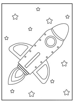 Dibujo de Nave Espacial y Estrella para Colorear