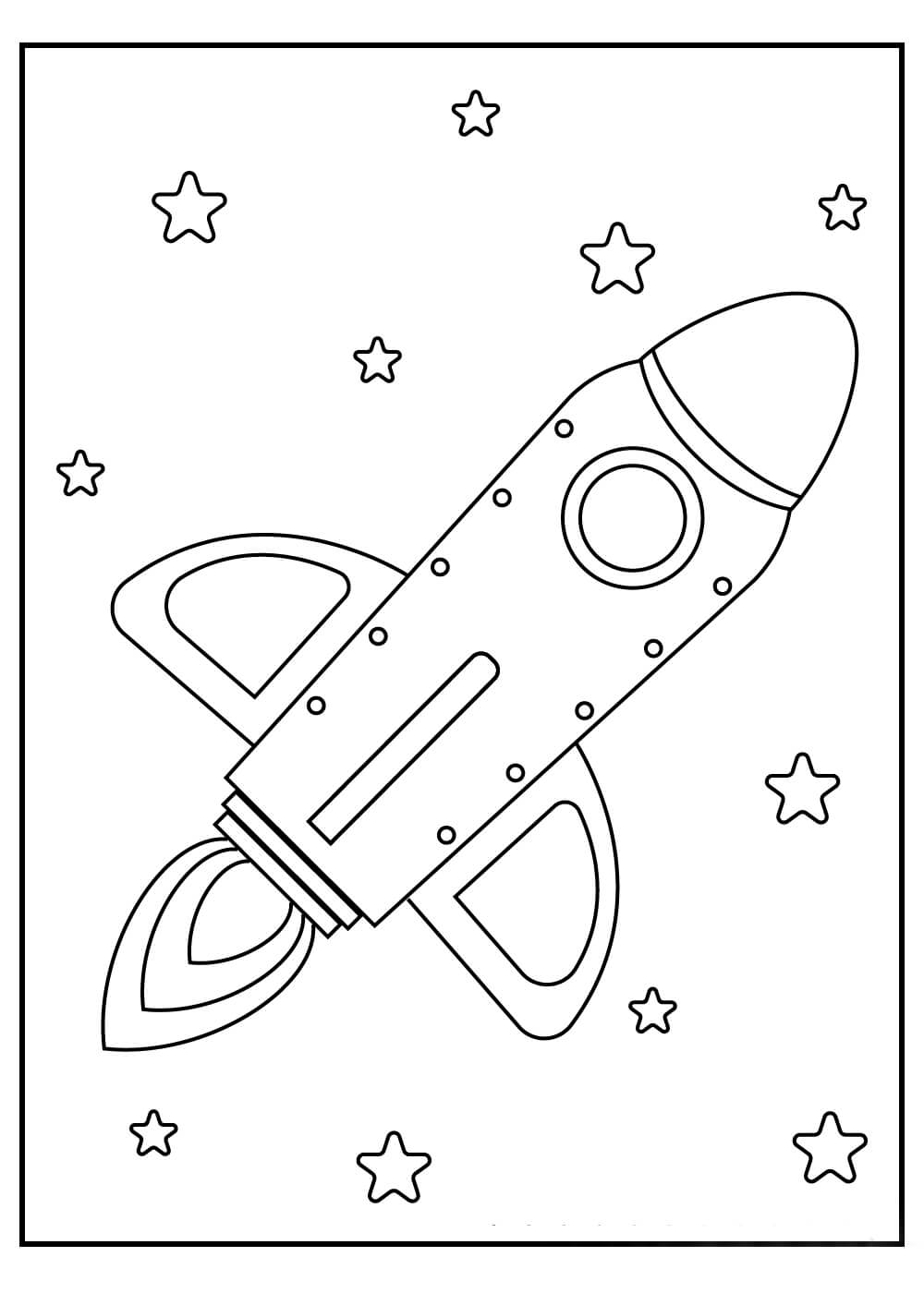 Dibujo de Nave Espacial y Estrella para Colorear