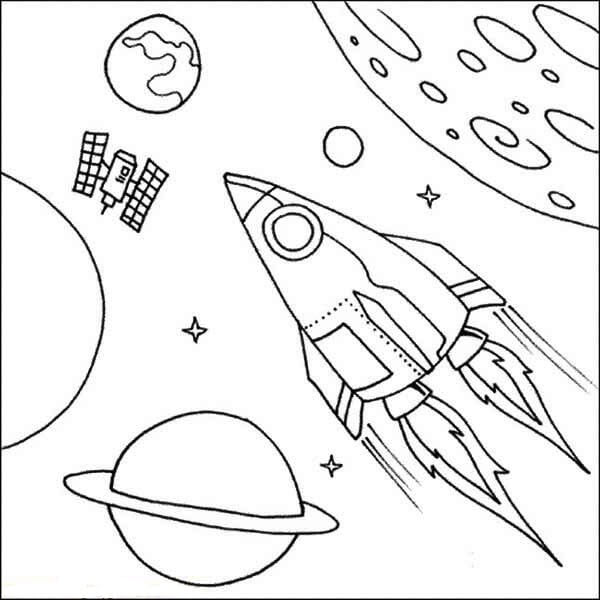 Dibujo de Nave Espacial Satelital para Colorear